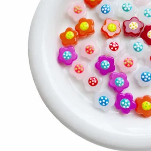 Sweet colorful flower glass beads with holes, perfect for DIY handmade jewelry bracelets and necklaces.