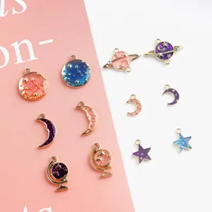 DIY handgemaakte legering hemelse bedels set ster maan planeet hangers voor sieraden accessoires
