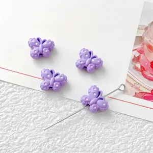 Alloy purple butterfly loose beads diy handmade bracelet phone chain jewelry making accessory detail