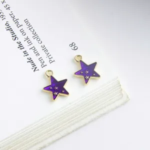 DIY paarse ster metaal hangers gouden rand sieraden accessoires voor handgemaakte oorbellen