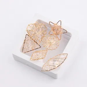 DIY copper wire wrapped zircon geometric pendant star heart triangle rhombus jewelry making