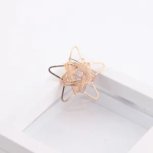DIY gold wire wrapped zircon pentagram charm geometric star pendant for earrings hair accessories