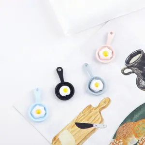 Mini resin frying pan charms, cute egg design, perfect for DIY handmade earrings and crafts.