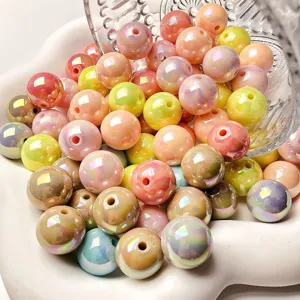 Colorful resin round loose beads for DIY jewelry making, handmade bracelets and necklaces.