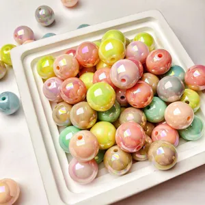 Pastel resin round beads colorful loose beads for DIY handmade jewelry necklace phone charm making