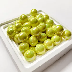 Resin beads retro style yellow loose spacer beads for DIY handmade jewelry making accessories