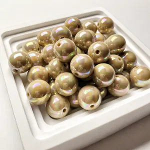 Retro brown iridescent resin beads 14mm loose beads for DIY handmade jewelry bracelets necklaces crafting