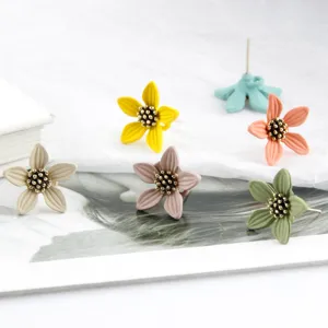 Colorful flower stud earrings DIY painted floral jewelry accessories fashion cute design pieces