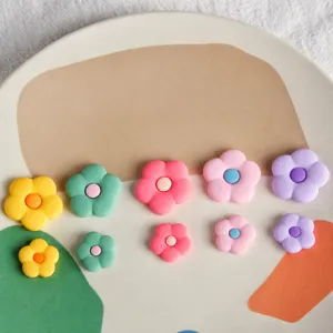 PVC colorful flower charms cute floral DIY accessories for handmade hair clips earrings 50pcs