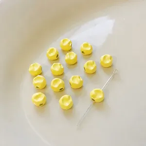Yellow fig alloy loose beads detail shot, 5x5mm size and 1.5mm hole for DIY jewelry making.