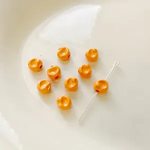 Orange fig-shaped alloy loose beads, 5x5mm DIY jewelry accessories for bracelet making.