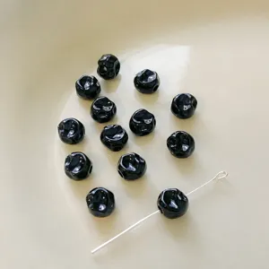 Black fig shaped alloy loose beads detail, 5x5mm DIY handmade jewelry bracelet accessories.