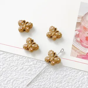 Cute brown butterfly beads for DIY handmade jewelry making, phone charms, and bracelets accessories.