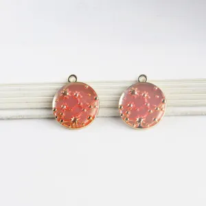 DIY legering sterrenbeeld Hangers bedels, oranje emaille ronde sieraden maken bevindingen.
