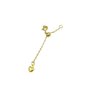 Catena estensione regolabile placcata oro 18K con ciondolo cuore per gioielli DIY vista principale.