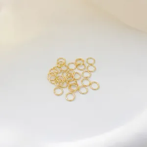 Gold plated jump rings detail, 0.6x5mm small open loops for DIY jewelry making accessories.