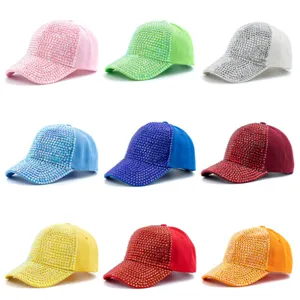 Sparkling rhinestone baseball cap full drill bling hat adjustable casual sun hat for women.