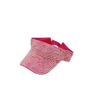 Sombrero de visera de sol con diamantes de imitación elegante para mujer, gorra brillante