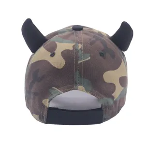 Berretto da baseball mimetico con corna da diavolo nere, cappello originale unisex.
