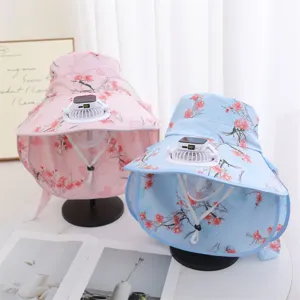 Unisex Summer Sun Hat With Solar Powered Fan Outdoor UV Protection Sunshade Cap For Hiking Fishing
