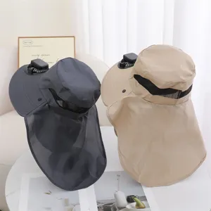 Chapeau de soleil d'été ventilateur solaire protection UV cou respirant pêche randonnée