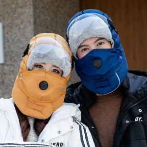 Chapeau ushanka coupe-vent d'hiver en plein air avec lunettes bonnet chaud thermique ski