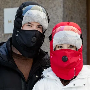 Bonnet aviateur imperméable d'hiver avec lunettes masque facial cache-oreilles chaud épais.