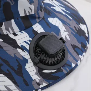 Solarbetriebener Ventilator Camo Sonnenhut für Outdoor Wandern Camping Angeln Kappe