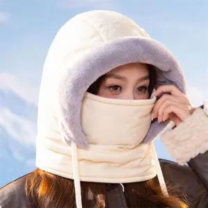 Winter warm hooded scarf face mask combo for cycling and outdoor sports in cold weather.
