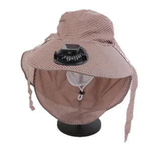 Chapeau de soleil d'ete ventilateur solaire rafraichissant avec rabat de cou anti UV