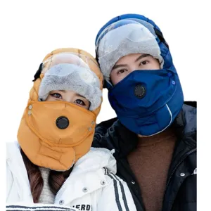 Chapeau ushanka d'hiver coupe-vent avec lunettes de protection et masque pour hommes et femmes.