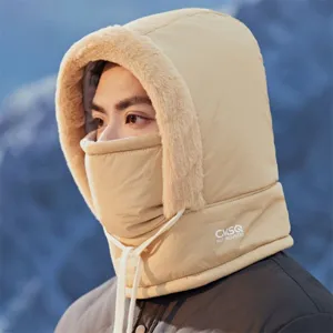 Winter Warm Bomber Hat Windproof Earflap Ushanka Hat with Integrated Face Mask Cycling Ski Cap For Men Women