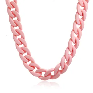 Rosa Acryl grobe Kette Halskette, modischer Statement Bonbon Farbe Schmuck fuer Frauen.
