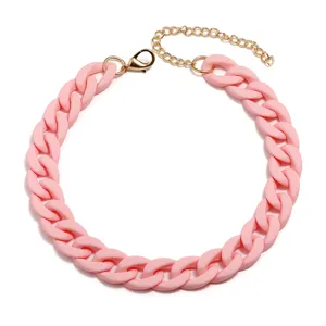 Rosa Acryl grobe Kette Halskette, stilvoller Modeschmuck für Damen und Mädchen.