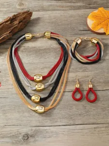 Modische mehrschichtige kette armband ohrringe schmuck set statement accessoires