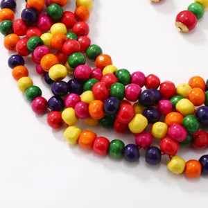 Bunte Holzperlen mehrsträngige Halskette bohemian stil statement schmuck accessoires