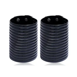 Conjunto de gargantillas de cuello negras apiladas exageradas, joyería de metal étnica.