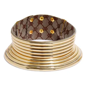 Collar de cuello de metal exagerado étnico africano multicapa gargantilla joya de moda