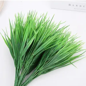 Artificial plastic grass green plants bundle faux foliage for home decor flower arrangement