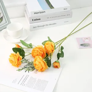 Artificial yellow rose flower vine simulation fake flowers home decor wedding ceiling decoration