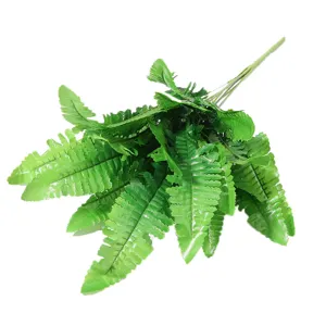 Mazzo di felci artificiali 21 teste pianta verde finta decorazione casa oggetti di scena.