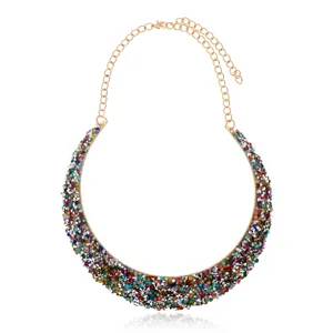 Collar babero de grava de moda hermoso collar de cristal de colores para mujeres