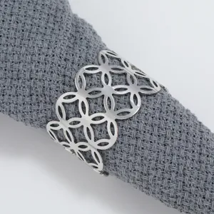 Silver metal napkin ring hollow geometric design napkin holder for home kitchen table decor