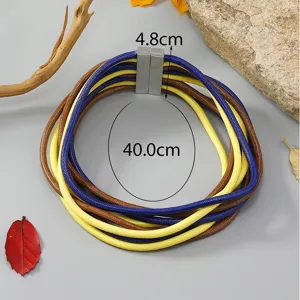 Boheemse meerlaagse touwketting kleurrijk koord magnetische sluiting sieraden