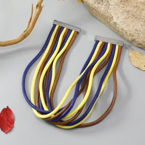 Bohemian Meerkleurig Gelaagd Gevlochten Halsketting Geometrisch Legering Magneetsluiting Etnisch Statement Ketting Sieraden Cadeau Voor Vrouwen