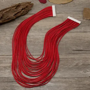 Collar de gargantilla de cuero rojo de múltiples hilos estilo retro joyería de moda