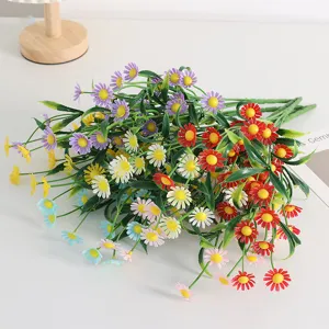 Artificial five-forked daisy flower bouquet for indoor decoration, floral arrangement prop