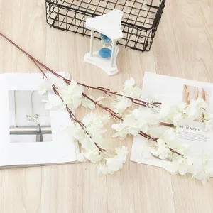 Artificial cherry blossom branch white silk flowers for home wedding decor scene styling