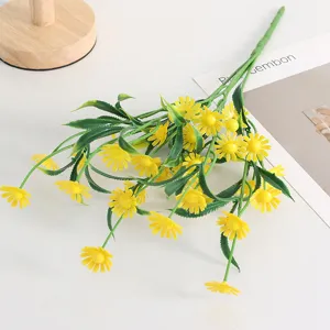 Artificial five-forked yellow daisy bouquet for home decor, mall window and flower arrangement.