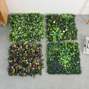 Artificial plant wall panels fake grass lawn background green leaves decor for indoor outdoor